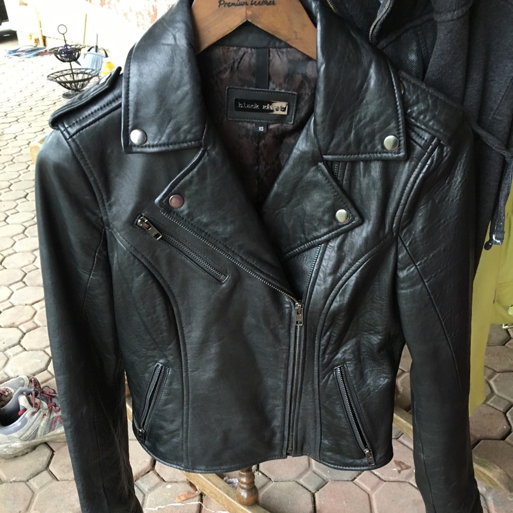 Black genuine leather asymmetrical style